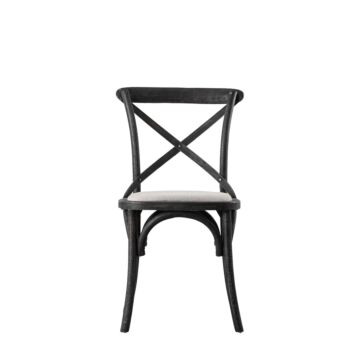 Cafe Chair Black Linen 470x560x880mm (2pk)