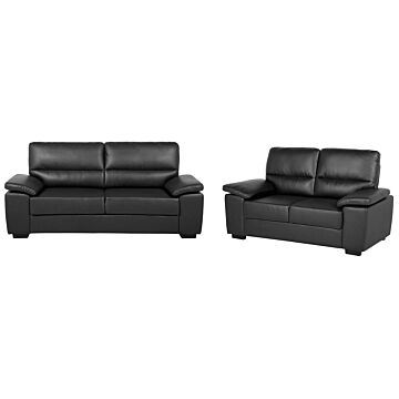 Sofa Set Black 3 + 2 Seater Faux Leather Living Room Beliani