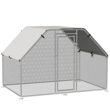 Pawhut Walk-in Chicken Coop Run Cage Large Metal Chicken House W/ Cover Outdoor, 280w X 190d X 195h Cm