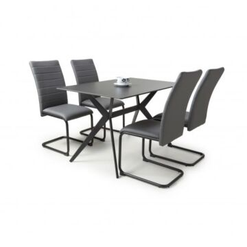 Timor 1.2m Black & 4 Carlisle Grey Dining Set