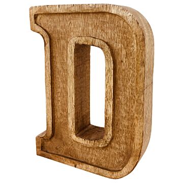 Hand Carved Wooden Embossed Letter D