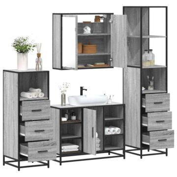 Vidaxl 4 Piece Bathroom Furniture Set Grey Sonoma Engineered Wood