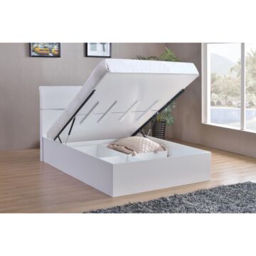 Arden White High Gloss Storage Bed King Size