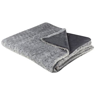 Blaket Grey Polyester 200 X 220 Cm Furry Soft Pile Bed Throw Cover Home Accessory Beliani