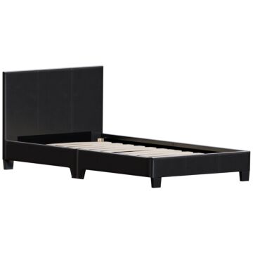 Lisbon Single Faux Leather Bed, Black