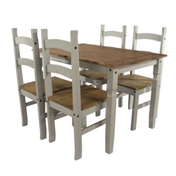 Corona Grey Rectangular Dining Table & 4 Chair Set