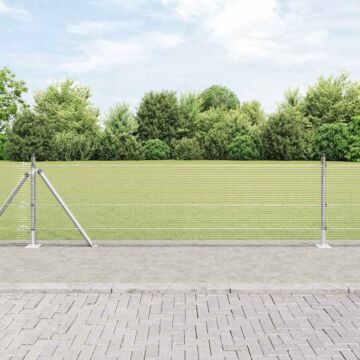Vidaxl Welded Wire Fence With 13 Flanged Posts 0.4x100 M Galvanised Steel