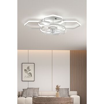 Remote Control Geometrical Ceiling Mount Led Fan Light