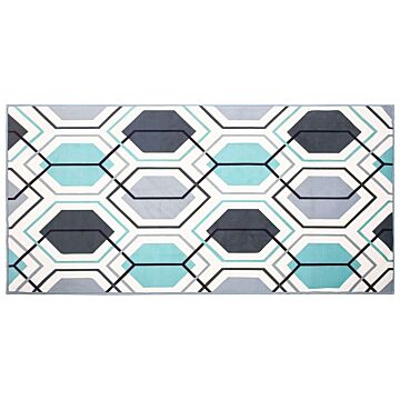 Area Rug Carpet Multicolour Polyester Fabric Geometric Linear Pattern Rectangular 80 X 150 Cm Beliani
