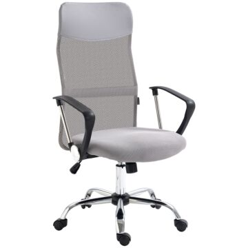 Vinsetto Ergonomic Office Chair Mesh Chair With Adjustable Height Tilt Function Light Grey