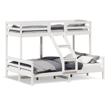 Vidaxl Bunk Bed 90x200/140x200 Cm White Solid Wood Pine