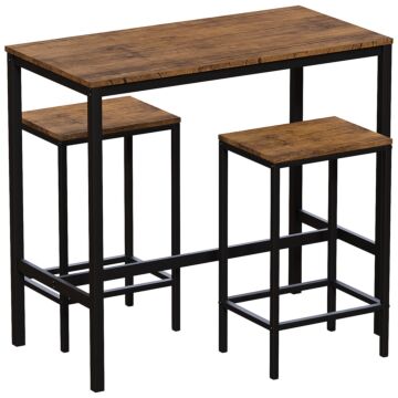 Vida Designs Roslyn 2 Seater Bar Table Set, Dark Wood