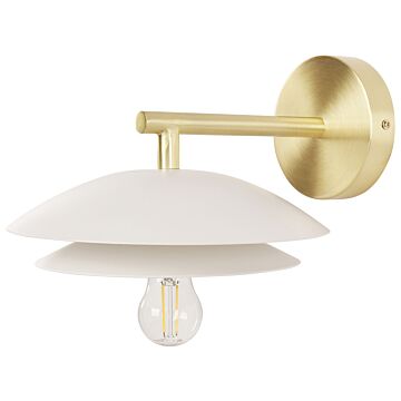 Wall Lamp White Gold Metal 22 X 29 X 14 Cm Cone Shade Decorative Light Accent Lighting Modern Glam Beliani