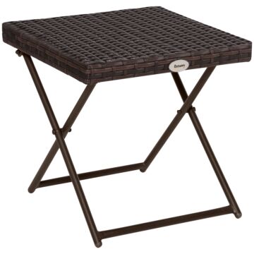 Outsunny Square Pe Wicker Rattan Folding Table - Black