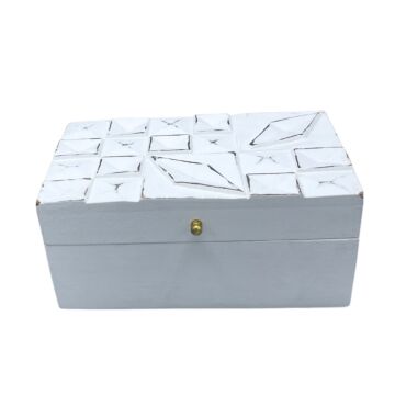 Vintage Deco - Multi Purpose Box - 22x12x10cm - White Diamonds