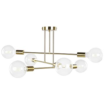 Ceiling Lamp Brass Metal 33 Cm 6 Lights Iron No Shades Living Room Bedroom Industrial Modern Beliani