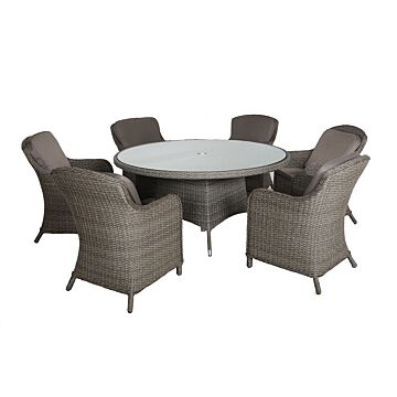 Paris 6 Seater Round 140cm Cm Table With 6 Imperial Chairs Including Cushions