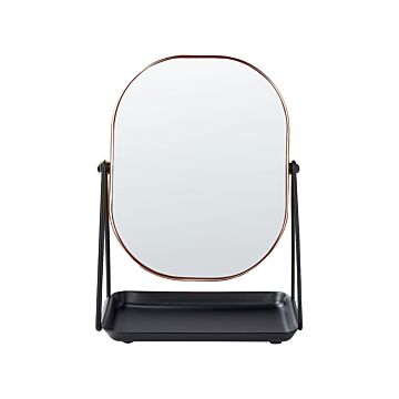 Makeup Mirror Rose Gold Metal 20 X 22 Cm Dressing Table Double Sided Magnifying Mirror Decorative Beliani