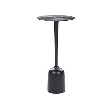 Side Table Black Metal Round Geometric Shape Modern End Table Beliani