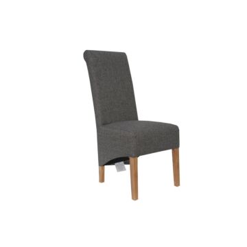 Scroll Back Fabric Chair Dark Grey/oak