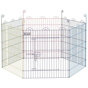 Pawhut Pet Playpen Crate, With Six Panels, Door, For Indoors And Outdoors