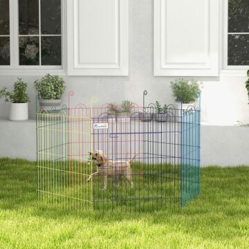 Pawhut Pet Playpen Crate, With Six Panels, Door, For Indoors And Outdoors