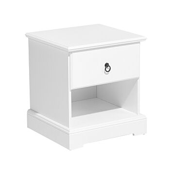 Bedside Table Nightstand White 1 Drawer Open Shelf Rustic Beliani