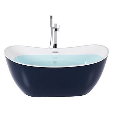 Bath Navy Blue With White Sanitary Acrylic Single 170 X 77 Cm Freestanding Modern Beliani