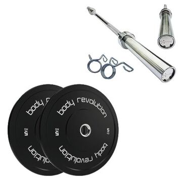 7ft Olympic Weightlifting Bar & Bumper Weight Plate Sets 10kg Weight Set (5kg Pair)