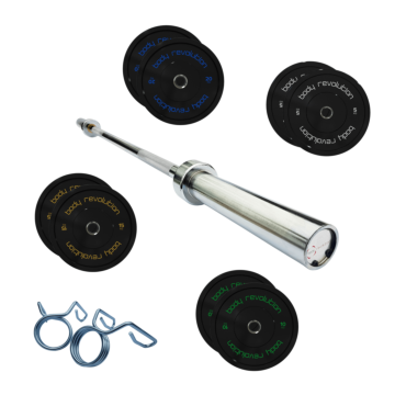 7ft Olympic Weightlifting Bar & Bumper Weight Plate Sets 10kg Weight Set (5kg Pair)