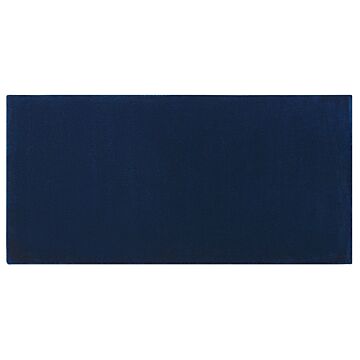 Rug Navy Blue Viscose 150 X 80 Cm Hand Tufted Low Pile Modern Beliani