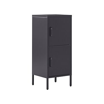 2 Door Storage Cabinet Black Metal Home Office Unit Steel 4 Shelves Beliani
