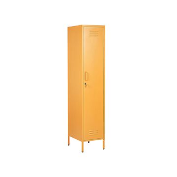 Storage Cabinet Yellow Metal Locker With 5 Shelves And Rail Modern Home Office Beliani