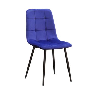 Blue Fabric Chair Black Metal Legs