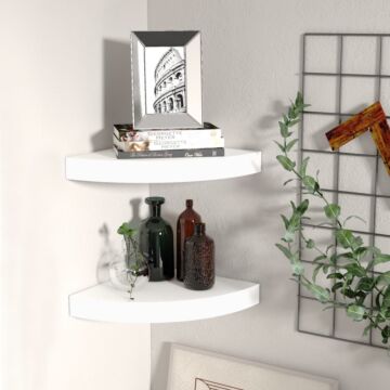 Vidaxl Floating Corner Shelves 2 Pcs White 25x25x3.8 Cm Mdf