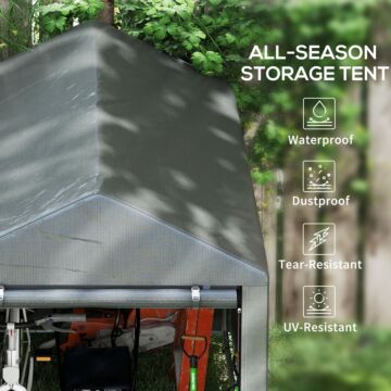 Outsunny 1.2 X 1.8m Garden Storage Shed Tent, Portable Shed With Roll-up Door For Motorcycle, Bike, Garden Tools