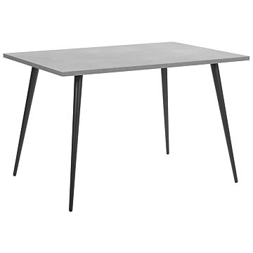 Dining Table Concrete Effect Top Black Metal Legs Rectangular 120 X 80 Cm For 4 People Modern Glamour Style Beliani