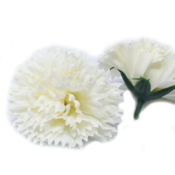 Craft Soap Flowers - Carnations - Cream - Pack Of 10
