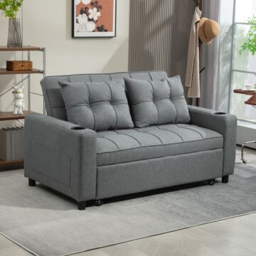 Homcom Two-seater Pull-out Sofa Bed - Charcoal Grey