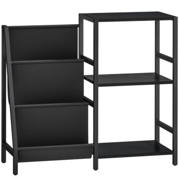 Homcom 3-tier Record Player Stand, End Table For Living Room, Bedroom - Black Wood Effect
