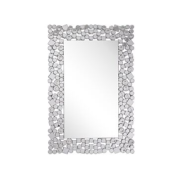 Wall Mounted Hanging Mirror Silver Rectangular 60 X 90 Cm Modern Glamour Living Room Bedroom Decoration Beliani