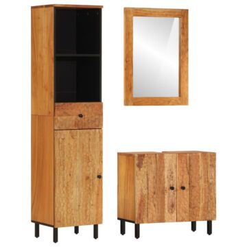 Vidaxl 3 Piece Bathroom Cabinet Set Solid Wood Acacia