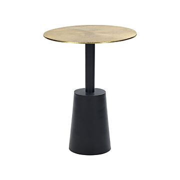 Side Table Black And Gold Metal Round Geometric Shape Modern End Table Beliani