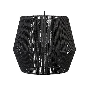 Pendant Lamp Black Paper Cord Natural Materials Shade Adjustable Cord Boho Lightning Hanging Light Beliani