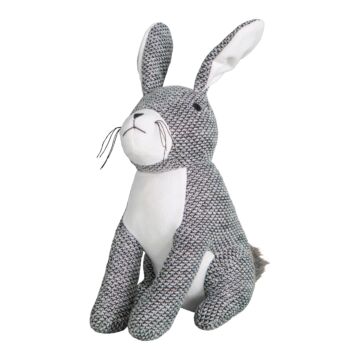 Rabbit Knitted Doorstop Grey