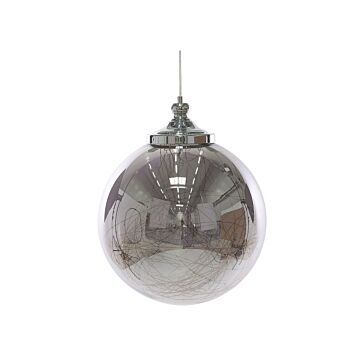Pendant Lamp Glass Silver Elements Globe Shape Modern Beliani