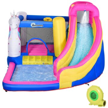 Outsunny 5 In 1 Bouncy Castle For Children With Blower For 3-8 Years Old Kids