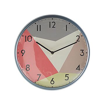 Wall Clock Multicolour Iron Open Face Retro Design Round 33 Cm Beliani