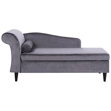 Chaise Lounge Grey Velvet Upholstery With Storage Left Hand With Bolster Beliani