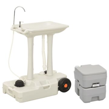 Vidaxl Portable Camping Toilet And Handwash Stand Set